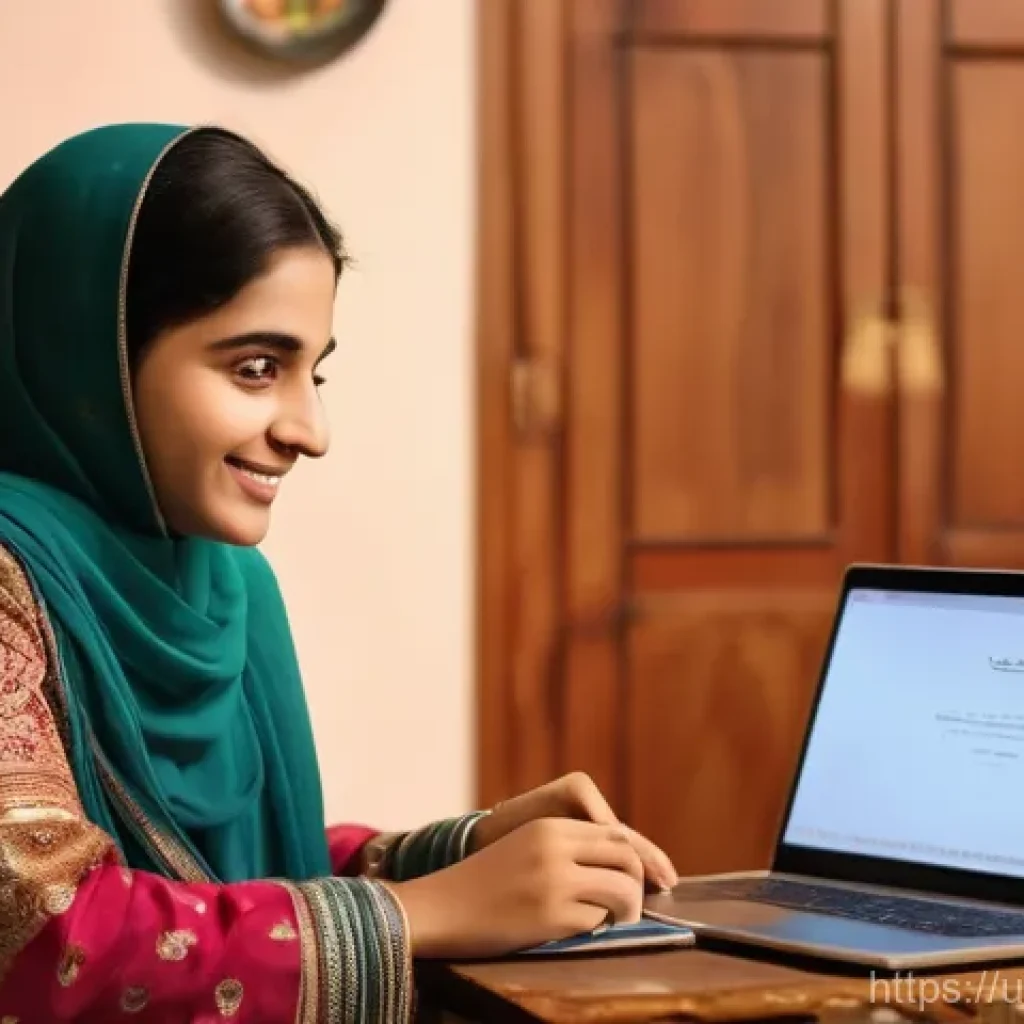 실생활에서의 지식 활용의 필요성과 실천 - **"A heartwarming scene depicting intergenerational learning in a modern Pakistani home. A young wom...