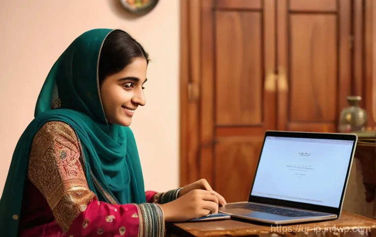 실생활에서의 지식 활용의 필요성과 실천 - **"A heartwarming scene depicting intergenerational learning in a modern Pakistani home. A young wom...
