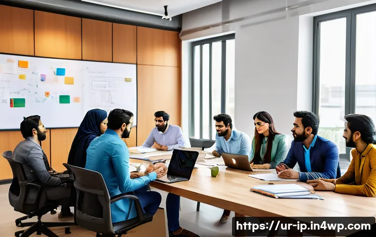 습득한 지식을 바탕으로 한 문제 해결 방법 - A modern Pakistani office environment showing a diverse team engaged in a brainstorming session arou...