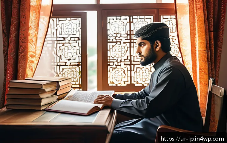 지식 습득 후 실천하기 위한 체크리스트 - A modern Pakistani study room scene showing a young adult man wearing modest, culturally appropriate...