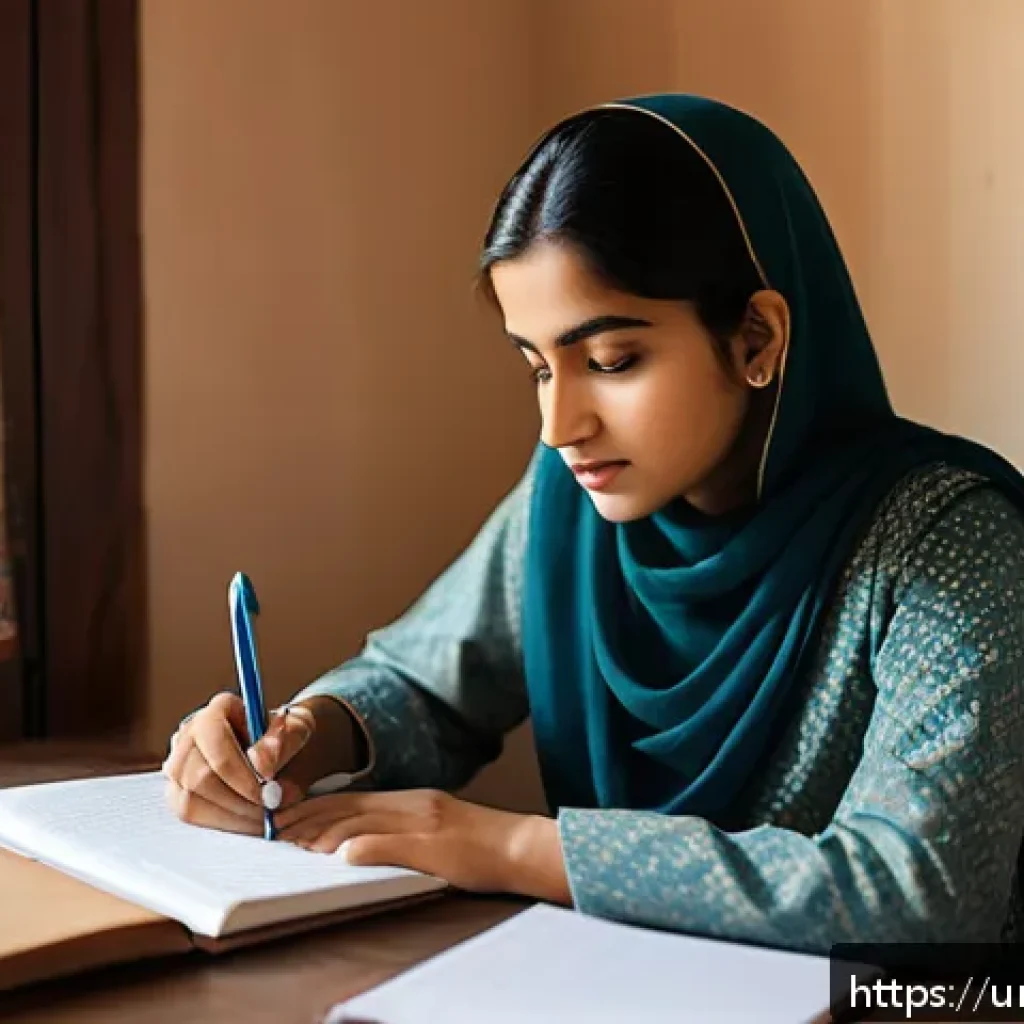 효과적인 학습을 통한 실생활 변화 - A focused young South Asian female student sitting at a tidy wooden desk in a quiet, well-lit study ...