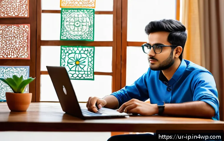 습득한 지식으로 개인적 변화 이루기 - A modern home office scene featuring a young Pakistani man in casual attire wearing glasses, seated ...